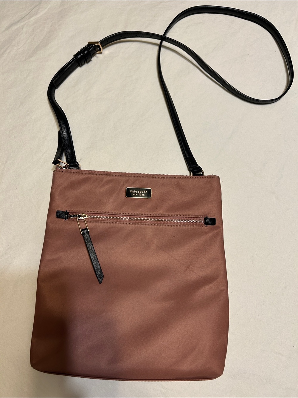 kate spade Mauve Brown Nylon Crossbody with Black Strap
